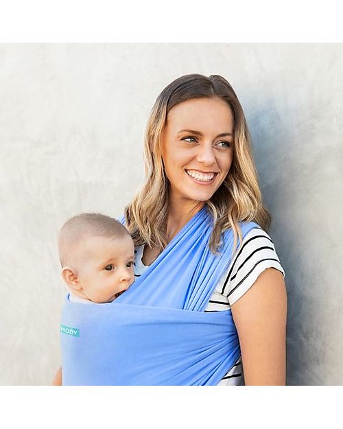 Moby Wrap Fascia Portabebè Evolution - Morbidissima e Facile da indossare - Fiordaliso Fasce Portabebé